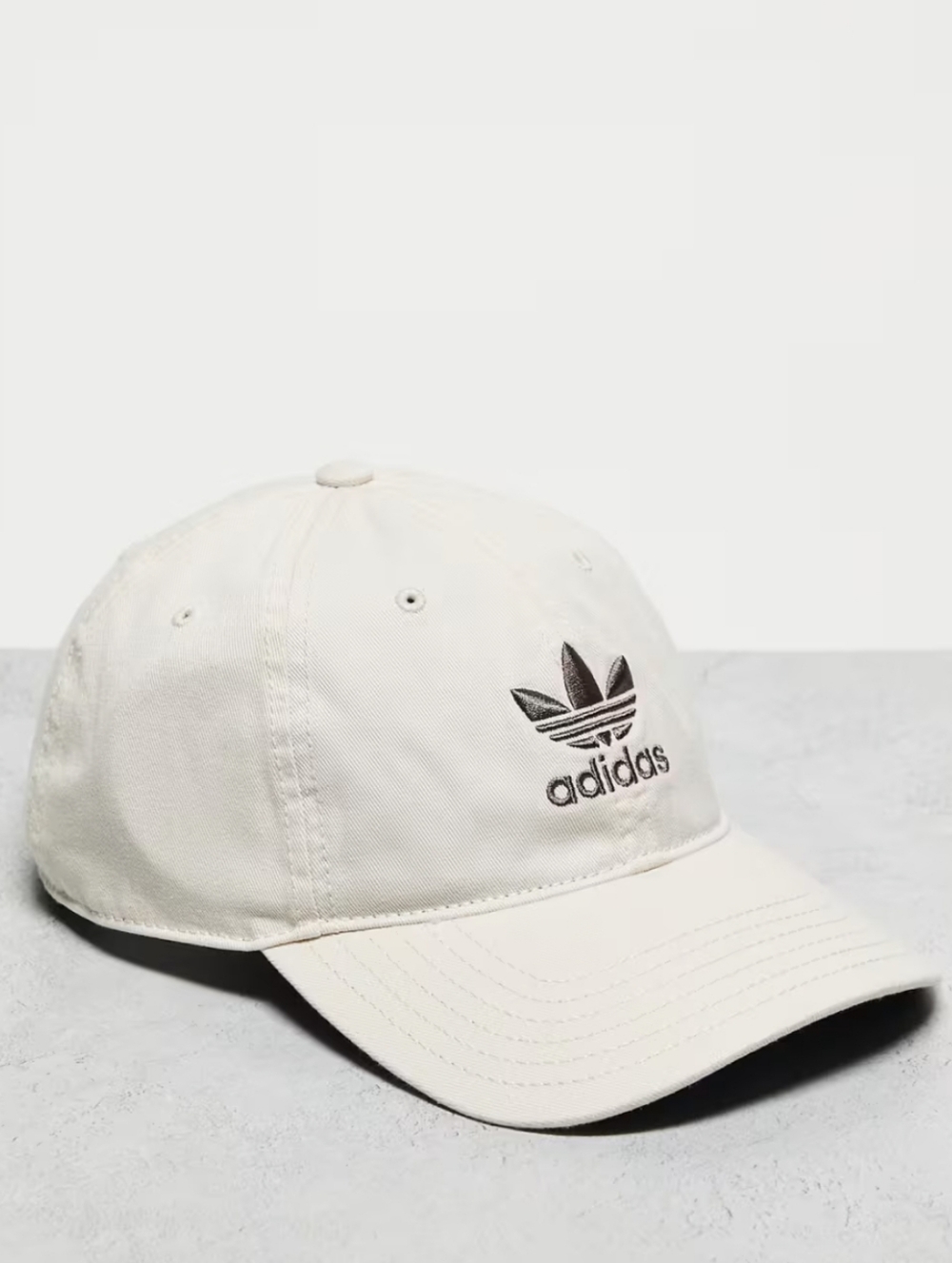 NWT Unisex adidas Relaxed Strapback  Cream Baseball Cap with Trefoil Logo